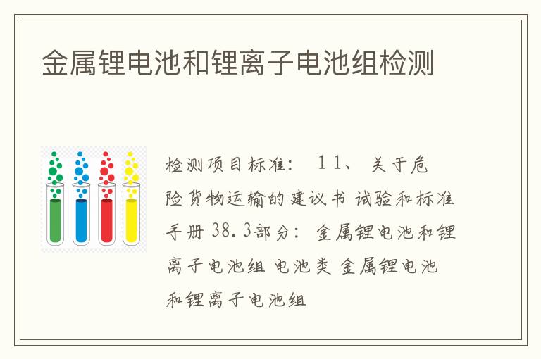 金属锂电池和锂离子电池组检测